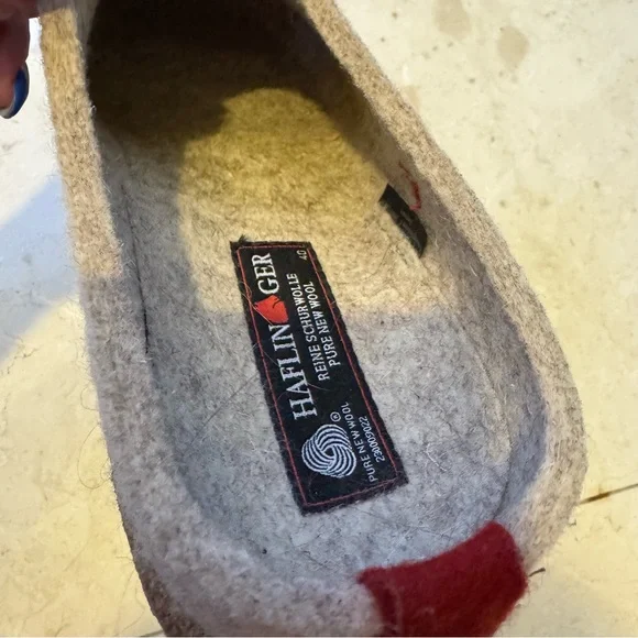 Haflinger 40 US 10 Beige Slippers with Red Heart Accents Shoes - Picture 7 of 7